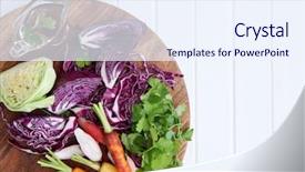  Presentation with cutting board - PPT layouts featuring chopped fresh vegetables cabbage carrots background and a sky blue colored foreground