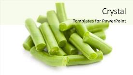  Presentation with white green - Amazing PPT layouts having chopped green beans on white backdrop and a blonde colored foreground