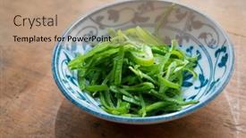  Presentation with green - Slide deck enhanced with chopped-leeks-or-green-onions background and a coral colored foreground