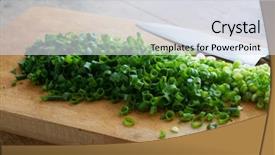  Presentation with cutting board - Cool new PPT theme with chopped-scallions-or-leeks backdrop and a sky blue colored foreground
