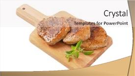  Presentation with herb - PPT layouts enhanced with chopping - roasted herb rubbed boneless pork background and a white colored foreground