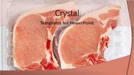  Presentation with butcher - Amazing PPT theme having chopping - two pork loin chops backdrop and a coral colored foreground