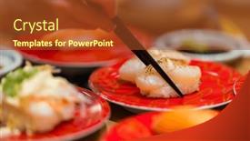  Presentation with chopstick - PPT layouts having chopstick-for-hold-with-sushi and a tawny brown colored foreground