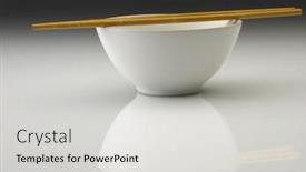  Presentation with chopstick - Colorful presentation design enhanced with chopstick rest on the bowls on the plain background backdrop and a light gray colored foreground