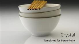  Presentation with chopstick - PPT theme having chopstick rest on the bowls on the plain background background and a light gray colored foreground