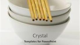  Presentation with chopstick - Audience pleasing slide set consisting of chopstick rest on the bowls on the plain background backdrop and a light gray colored foreground