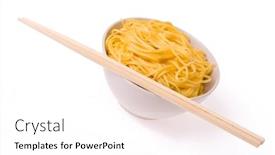  Presentation with chopsticks - Theme having chopsticks bowl and noodles background and a white colored foreground