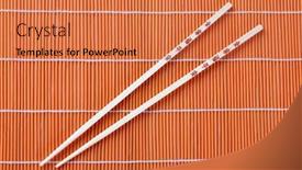  Presentation with chopsticks - Presentation enhanced with chopsticks-on-bamboo-placemats background and a coral colored foreground