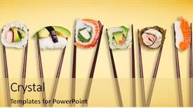  Presentation with image resolution - Theme featuring chopsticks separated on light background and a yellow colored foreground