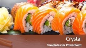  Presentation with food fish - Amazing presentation design having chopsticks sushi roll japanese backdrop and a tawny brown colored foreground