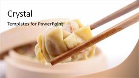  Presentation with food dimsum - Beautiful presentation theme featuring chopsticks with dimsum backdrop and a white colored foreground