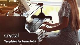  Presentation with piano - PPT theme having chords - beautiful woman playing piano background and a wine colored foreground