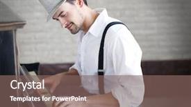  Presentation with hat - Slide deck having chords - handsome young man in hat background and a violet colored foreground