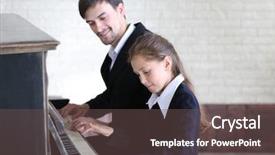  Presentation with trains - PPT theme having chords - musician teacher trains to play background and a dark gray colored foreground