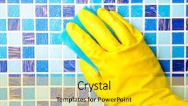  Presentation with bathroom - Slides having chores in bathroom at home background and a yellow colored foreground