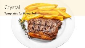  Presentation with chorizo - PPT theme featuring chorizo-steak-against-fillet-fries background and a yellow colored foreground
