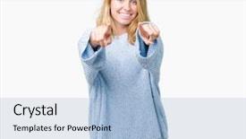  Presentation with blue - Audience pleasing presentation theme consisting of chosen - beautiful young woman wearing blue backdrop and a  colored foreground