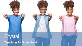 Presentation with african american girl power business - Presentation design consisting of chosen - collage of young beautiful african background and a teal colored foreground