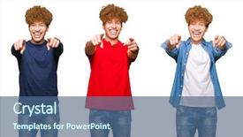  Presentation with collage of retro camera - Slide deck enhanced with chosen - collage of young man wearing background and a ocean colored foreground