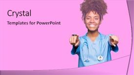  Presentation with african american leadership - Slide deck having chosen - young african american doctor woman background and a  colored foreground