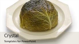  Presentation with cabbage - PPT theme with chou farci stuffed cabbage traditional background and a coral colored foreground