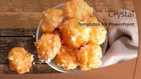  Presentation with french pastry - Audience pleasing PPT theme consisting of chouquette-french-choux-pastry backdrop and a coral colored foreground
