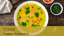  Presentation with fish - Presentation having chowder-american-style-fish-soup background and a gold colored foreground