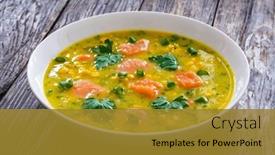  Presentation with fish - PPT theme consisting of chowder-american-style-fish-soup background and a gold colored foreground