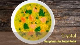  Presentation with american - Presentation theme featuring chowder-american-style-fish-soup background and a tawny brown colored foreground