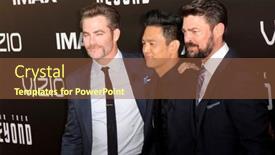  Presentation with star trek - Colorful PPT layouts enhanced with chris-pine-john-cho backdrop and a tawny brown colored foreground