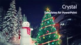  Presentation with christmas tree - Slide deck with chrismas - christmas tree and snowman outside background and a navy blue colored foreground