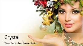  Presentation with new year - Audience pleasing slide set consisting of chrismas - christmas woman beautiful new year backdrop and a lemonade colored foreground