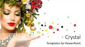  Presentation with new year - Cool new PPT theme with chrismas - christmas woman beautiful new year backdrop and a white colored foreground