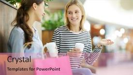  Presentation with friendly - Theme with chrismas - two friendly casual girls background and a coral colored foreground