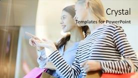  Presentation with fashion - Slides having chrismas - two young shoppers discussing new background and a soft green colored foreground