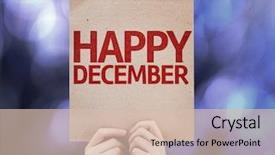  Presentation with december - Colorful theme enhanced with chrismas blue - happy december written on colorful backdrop and a soft green colored foreground