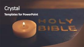  Presentation with bible - Slide set with christ candles - burning candle and bible closeup background and a tawny brown colored foreground
