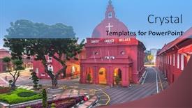  Presentation with malacca - Colorful presentation theme enhanced with christ-church-melaka-in-malacca backdrop and a light blue colored foreground