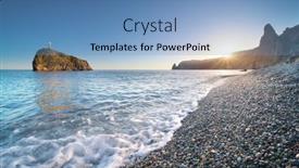  Presentation with sea shore - PPT theme having christ-cross-and-high-rock background and a light blue colored foreground