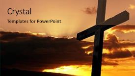  Presentation with christ - Slides enhanced with christ crucifixion - cross silhouette with the sunset background and a coral colored foreground