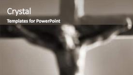 Presentation with crucifix - PPT layouts enhanced with christ hang cross - defocused blurry image background and a gray colored foreground