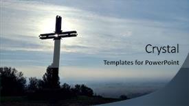  Presentation with good friday - Audience pleasing presentation theme consisting of christ on meadow sunrise sky backdrop and a light gray colored foreground