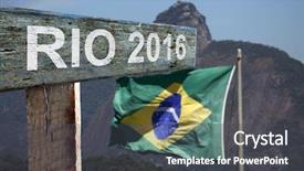  Presentation with highway road sign - Colorful presentation theme enhanced with christ redeemer - rio de janeiro road sign backdrop and a dark gray colored foreground