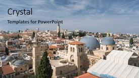  Presentation with christian - Colorful slides enhanced with christ redeemer - top view of jerusalem old backdrop and a light blue colored foreground