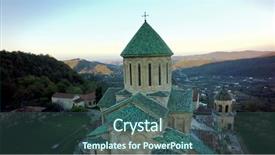  Presentation with monastery - Amazing presentation theme having christ rock - gelati monastery sunset sky kutaisi backdrop and a ocean colored foreground