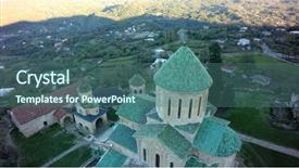  Presentation with sun blue sky and ocean - Presentation theme with christ rock - gelati monastery sunset sky kutaisi background and a ocean colored foreground
