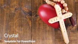  Presentation with rosary - Audience pleasing slide set consisting of christ rock - heart with rosary beads backdrop and a coral colored foreground