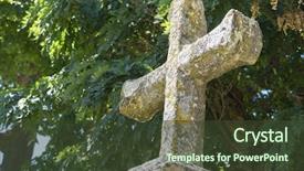  Presentation with ancient cross - Presentation design having christ rock - stone cross on the wall background and a tawny brown colored foreground