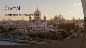  Presentation with christ - Theme enhanced with christ savior cathedral and quay background and a soft green colored foreground