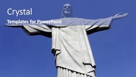  Presentation with christ - Audience pleasing presentation design consisting of christ-the-redeemer-statue backdrop and a ocean colored foreground